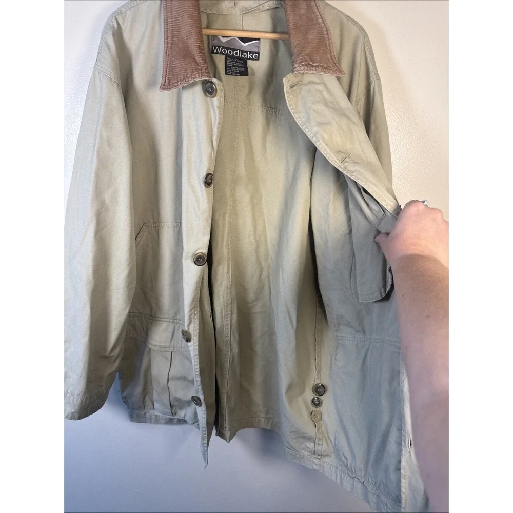 Woodlake Barn Coat Chore Jacket Mens Tan Corduroy Collar Unlined‎ Long Sz Large